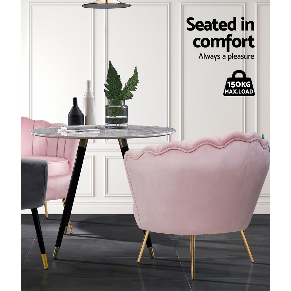 Mirabell Accent Velvet Shell Back Seat Lounge Armchair - Pink