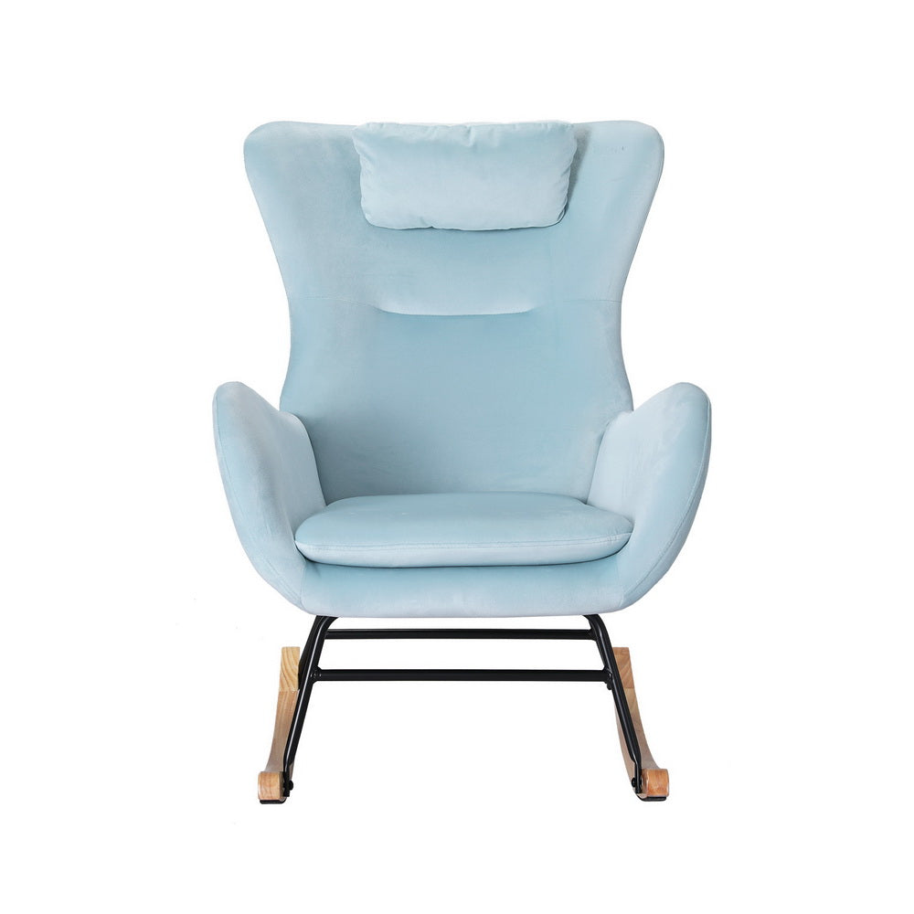 Rocking Chair Velvet Armchair Feeding Chair - Blue