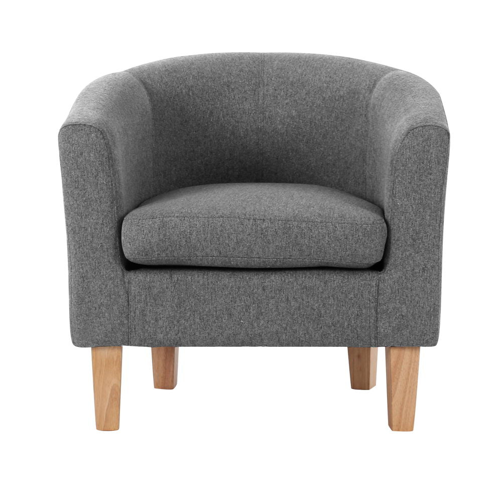 Maure Accent Tub Fabric Lounge Armchair - Grey