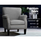 May Retro Accent Linen Fabric Lounge Armchair - Grey