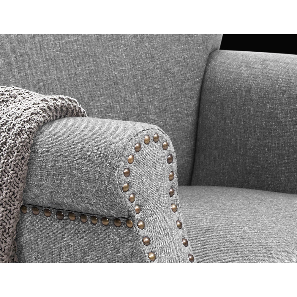May Retro Accent Linen Fabric Lounge Armchair - Grey
