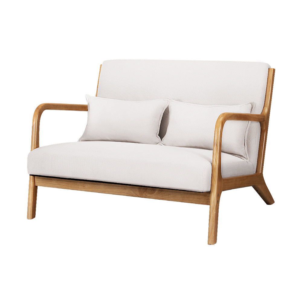 Morry Lounge Chair Accent Couch Sofa Loveseat - Beige Wood