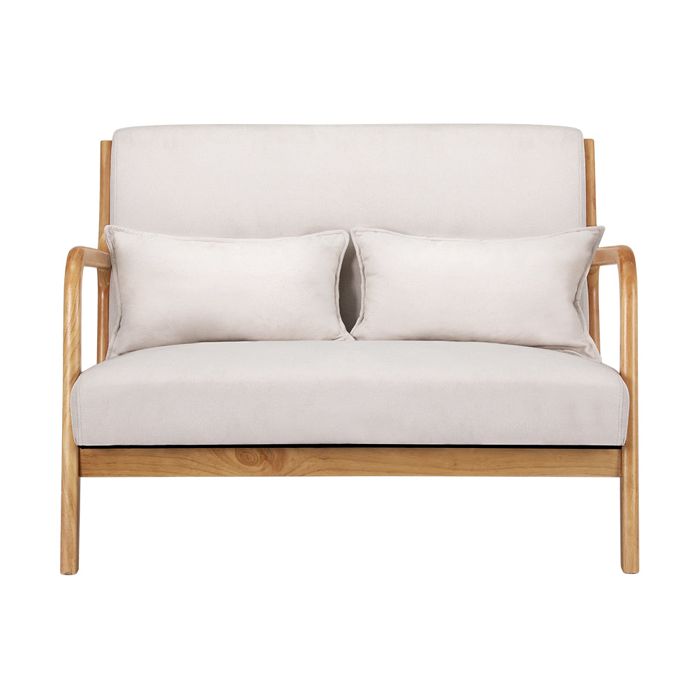Morry Lounge Chair Accent Couch Sofa Loveseat - Beige Wood