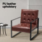 Armchair Lounge Chair Accent Chairs PU Leather Brown Metal Frame