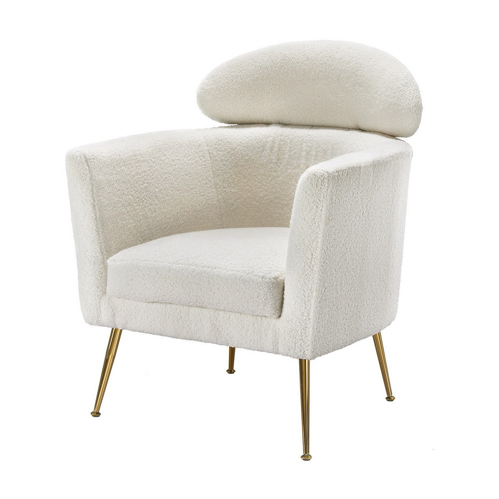 Armchair Bouclé Fabric - White