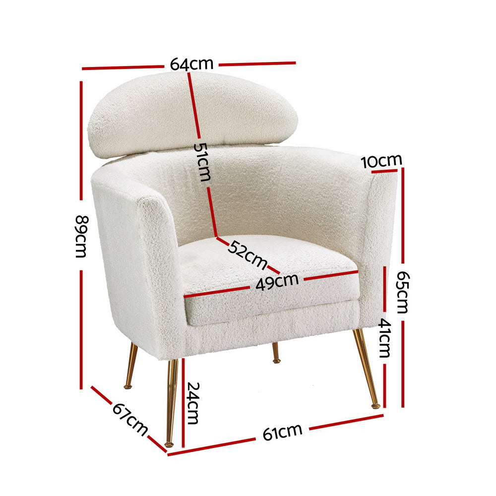 Armchair Bouclé Fabric - White