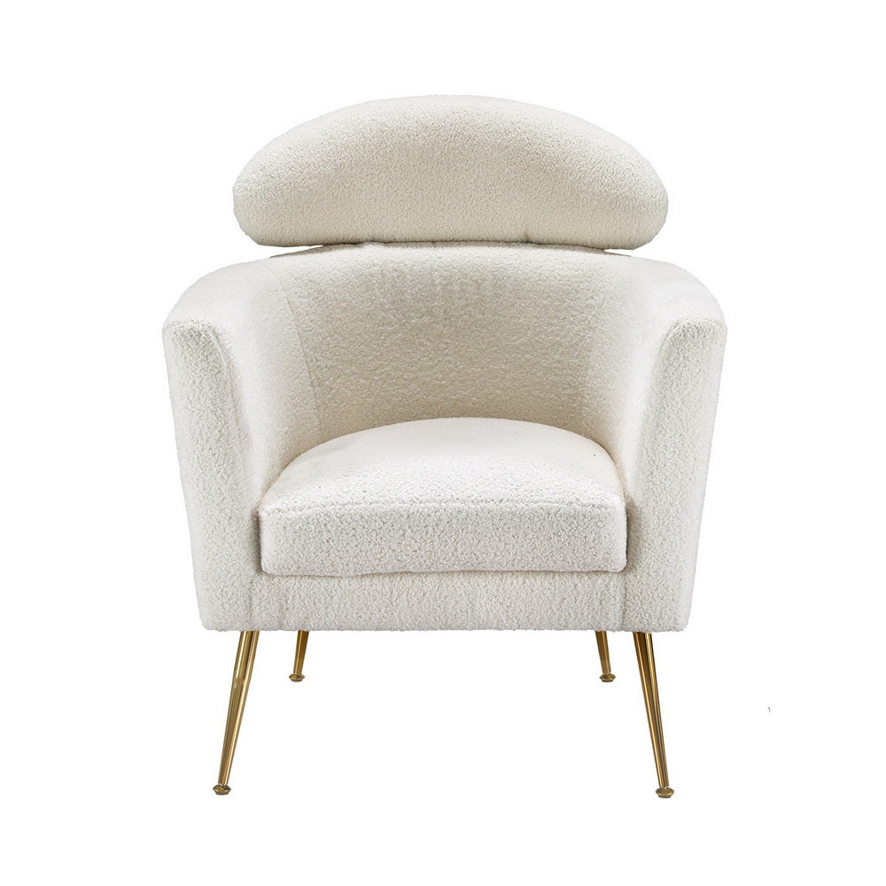 Armchair Bouclé Fabric - White