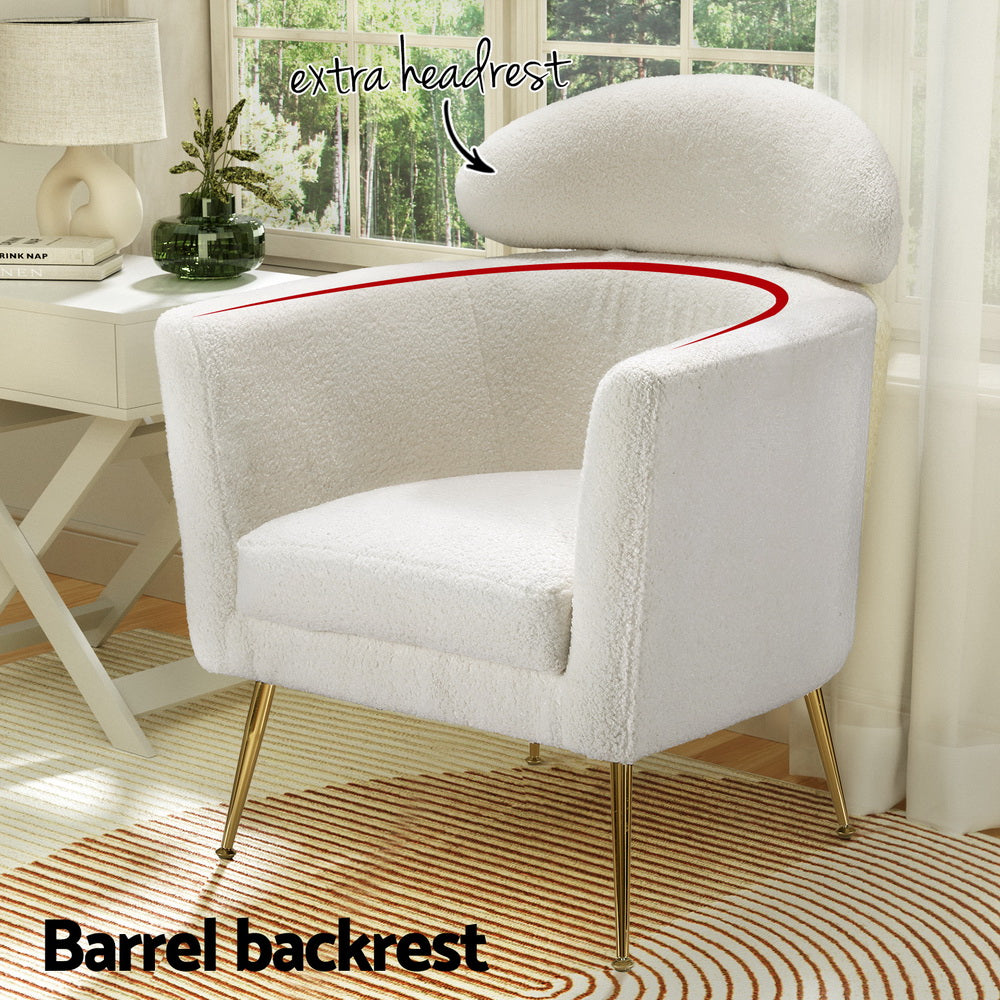 Armchair Bouclé Fabric - White