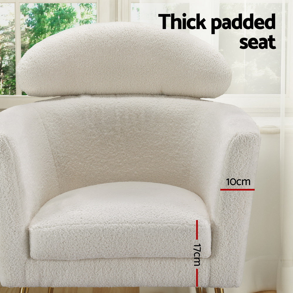 Armchair Bouclé Fabric - White