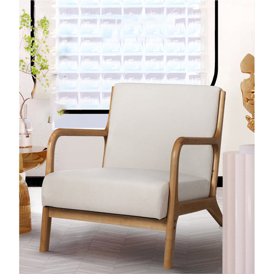 Myla Accent Lounge Bedroom Armchair - Beige & Wood