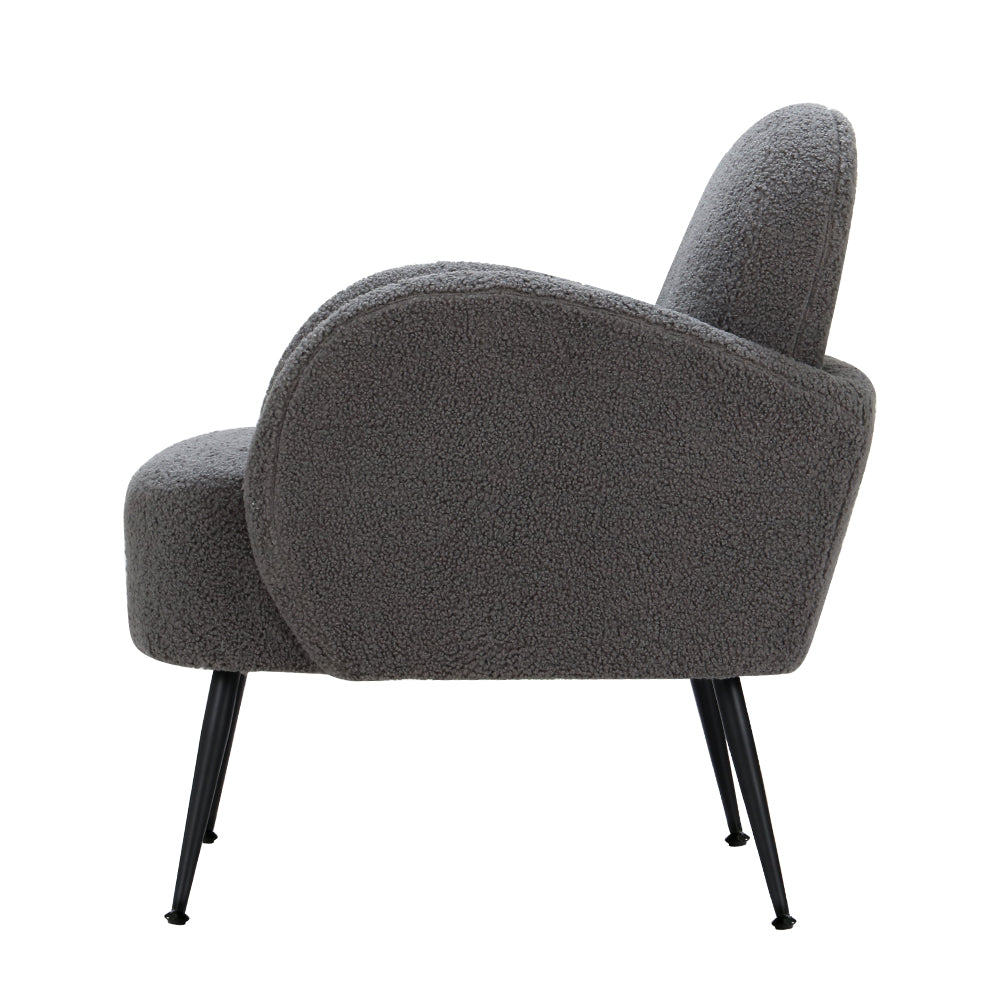 Mariana Accent Sherpa Boucle Lounge Armchair - Charcoal