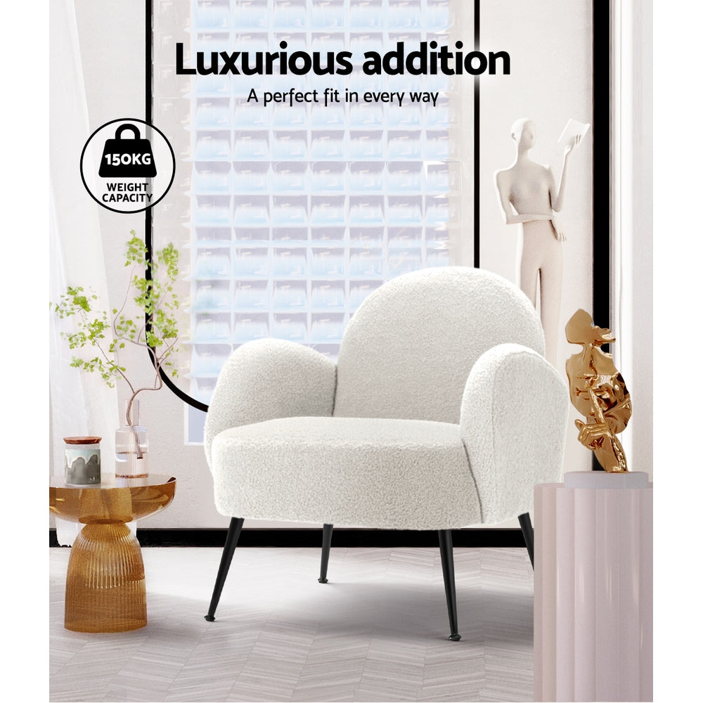 Mariana Accent Sherpa Boucle Lounge Armchair - White