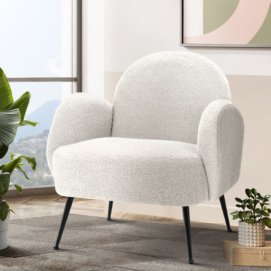 Mariana Accent Sherpa Boucle Lounge Armchair - White
