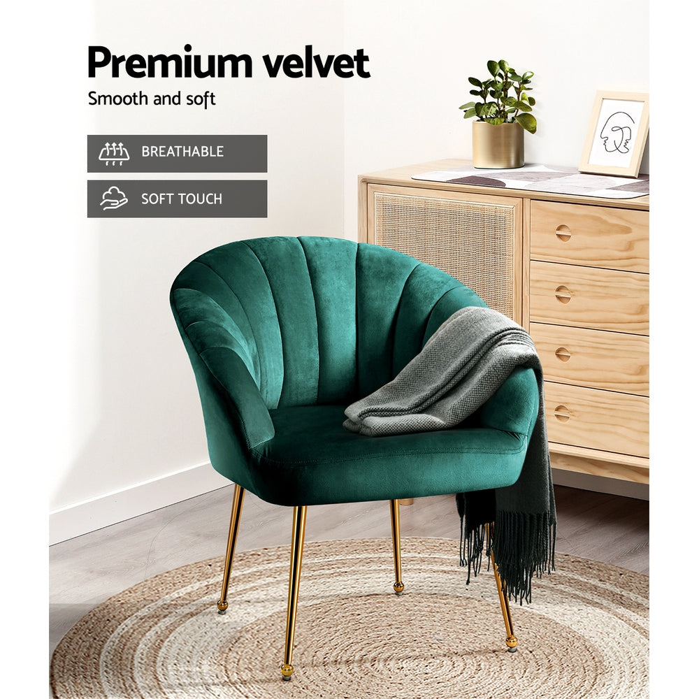Michelle Accent Velvet Lounge Armchair - Green