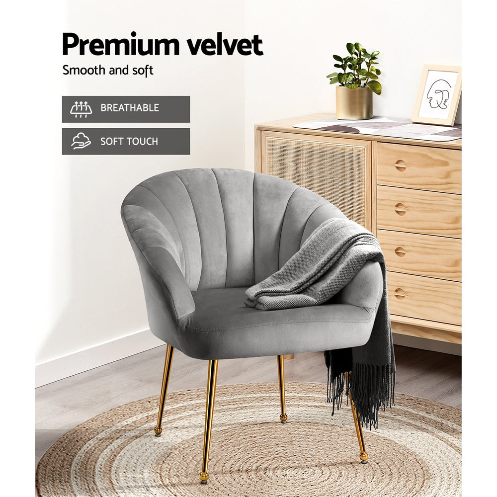 Michelle Accent Velvet Lounge Armchair - Grey