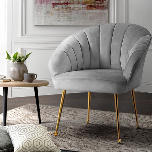 Michelle Accent Velvet Lounge Armchair - Grey