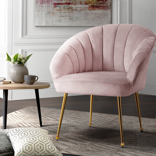 Michelle Accent Velvet Lounge Armchair - Pink