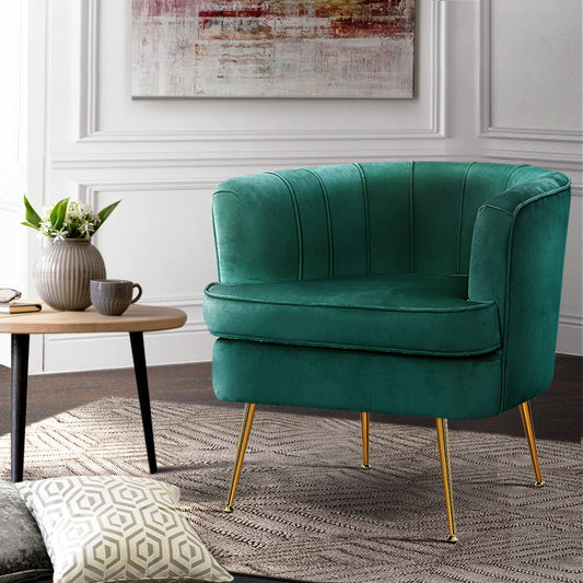 Makayla Accent Velvet Lounge Armchair - Green
