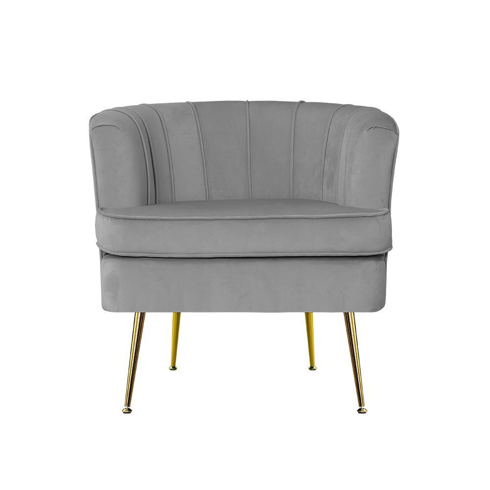 Makayla Accent Velvet Lounge Armchair - Grey