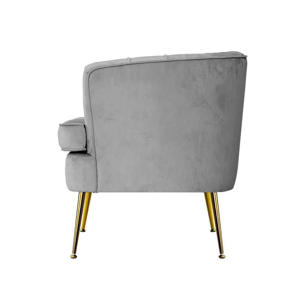 Makayla Accent Velvet Lounge Armchair - Grey