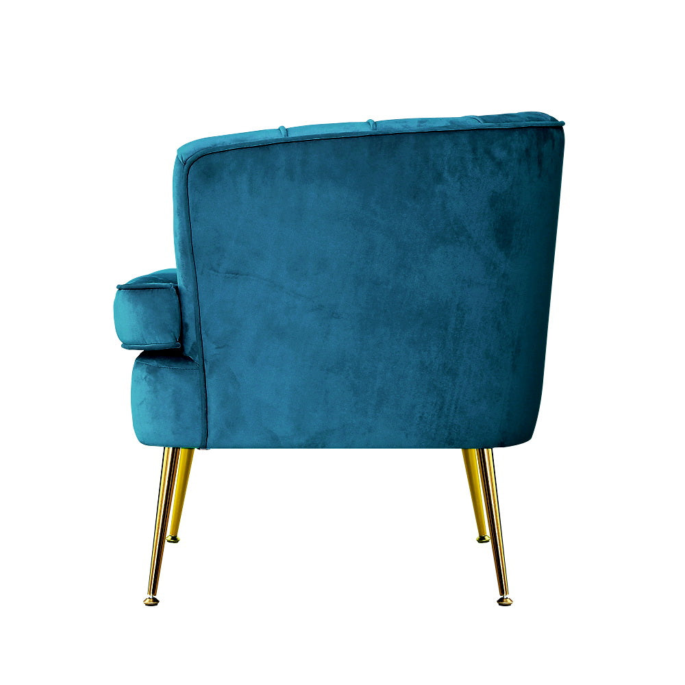 Makayla Accent Velvet Lounge Armchair - Navy