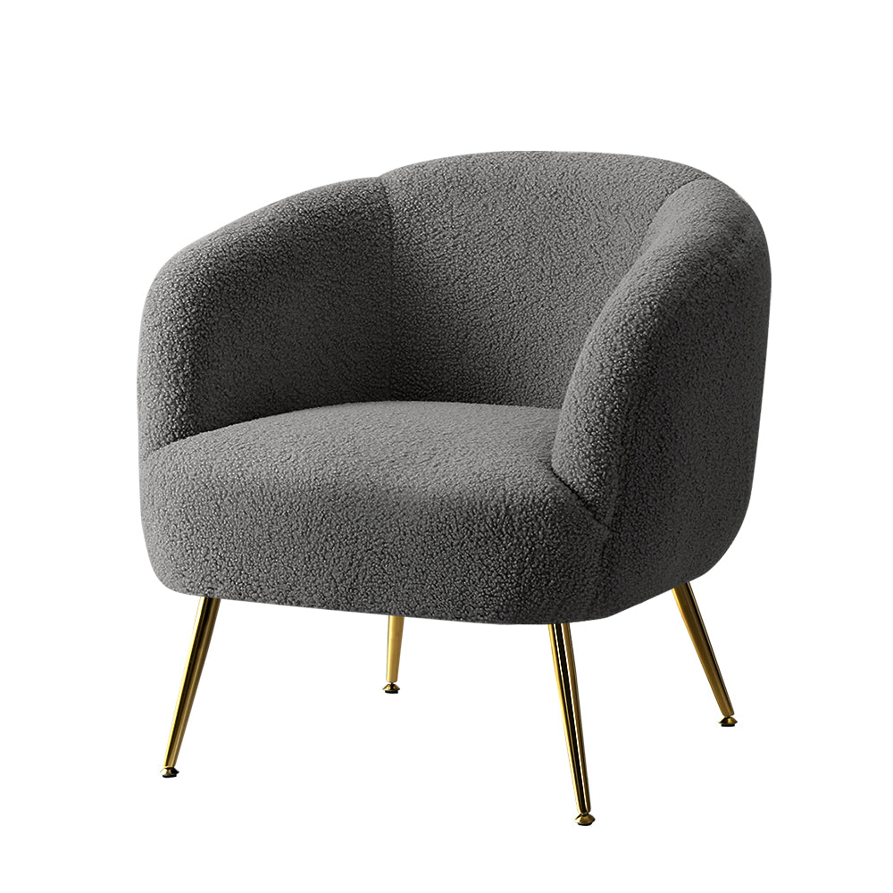 Macy Accent Sherpa Bouclé Lounge Armchair - Charcoal