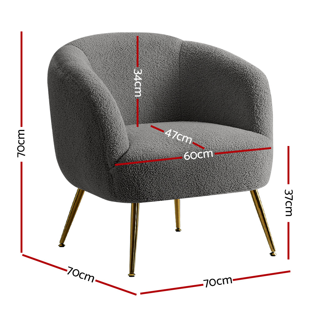 Macy Accent Sherpa Bouclé Lounge Armchair - Charcoal