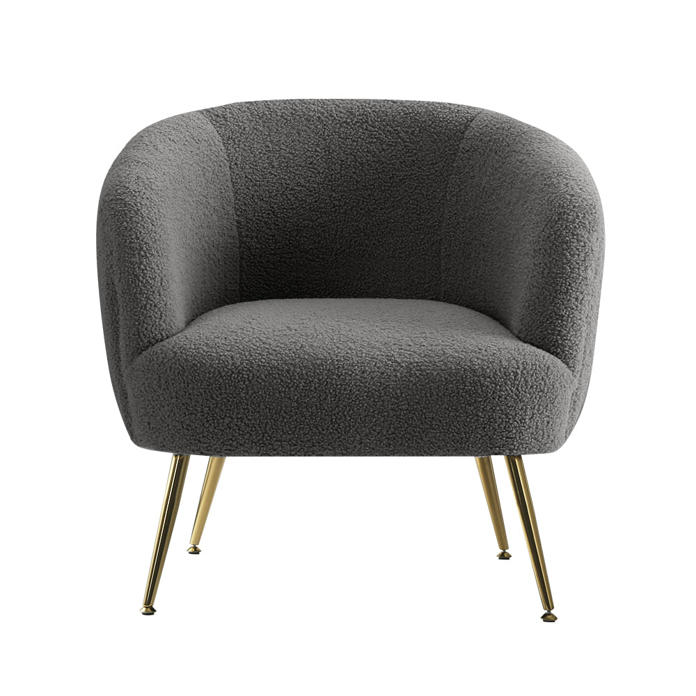 Macy Accent Sherpa Bouclé Lounge Armchair - Charcoal