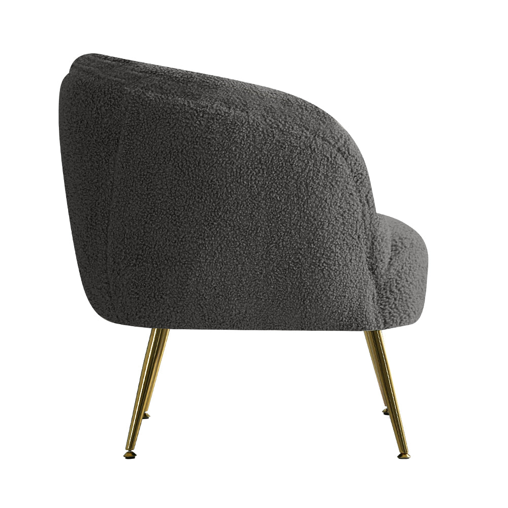 Macy Accent Sherpa Bouclé Lounge Armchair - Charcoal