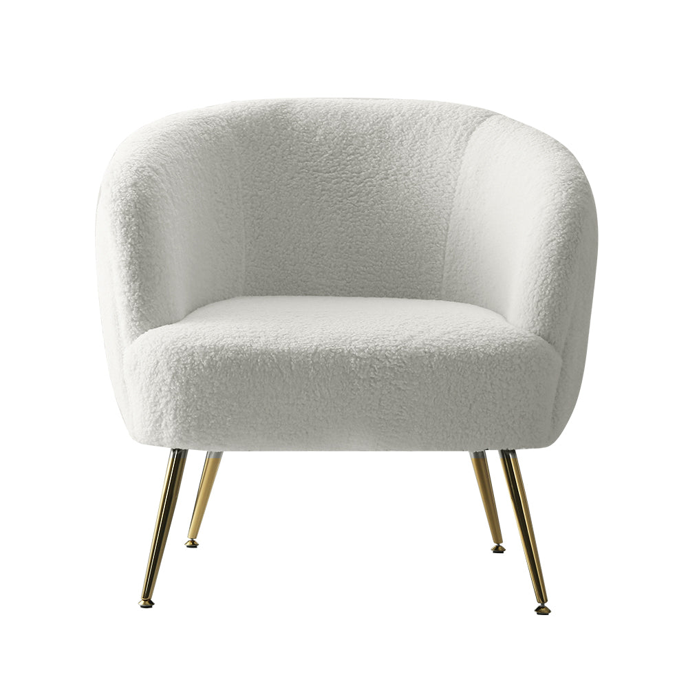 Macy Accent Sherpa Boucle Lounge Armchair - White