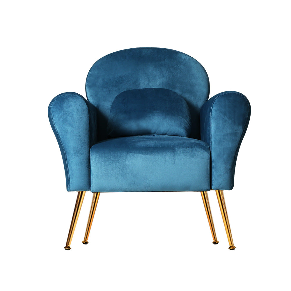 Maryjane Accent Velvet Cushion Lounge Armchair - Navy