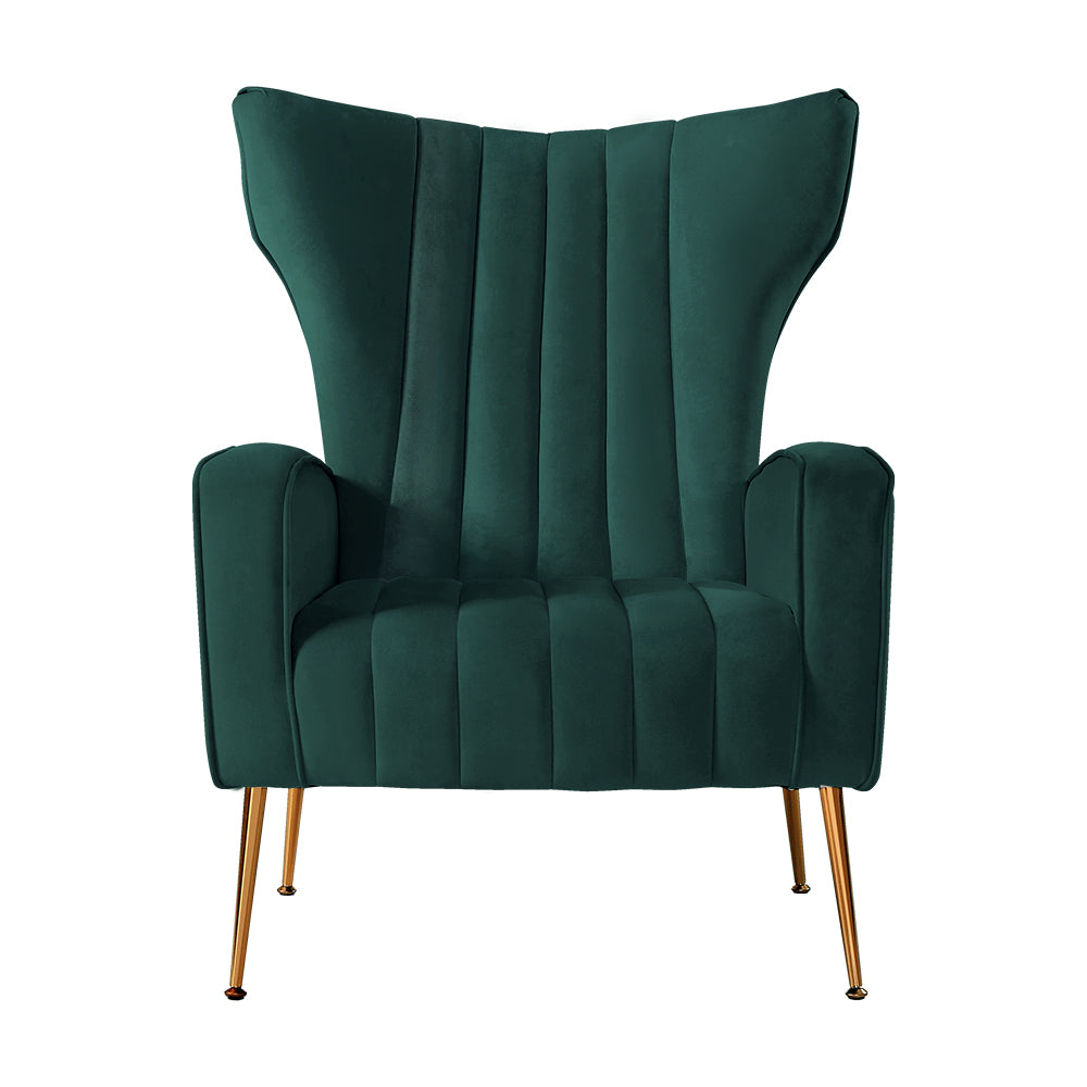 Maricel Accent Velvet Seat Lounge Armchair - Green