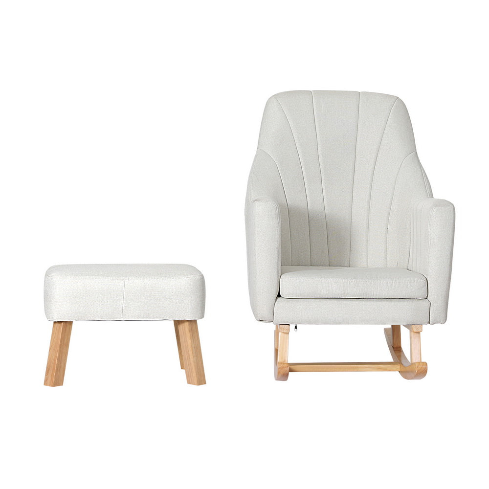 Muriel Rocking Chair Armchair Linen Fabric - Beige