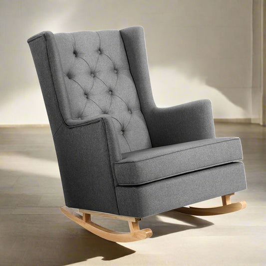 Astraea Rocking Armchair Fabric Chair Lounge Recliner - Grey