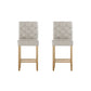 Set of 2 Khiva Bar Stools Kitchen Stool Wooden Linen Upholstered - Beige