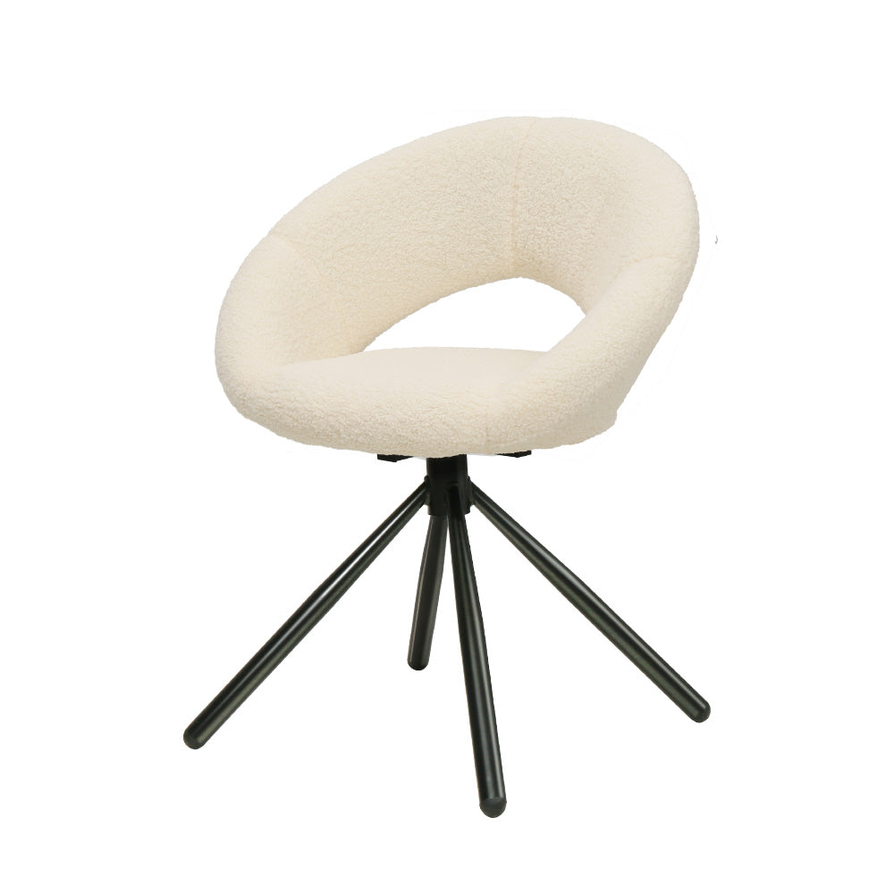 Imogen Set of 2 Dining Chairs Sherpa Bouclé Swivel Base - Beige