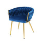 Elodie Dining Chair Velvet Weaving Armchair - Blue