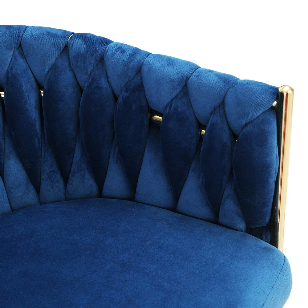 Elodie Dining Chair Velvet Weaving Armchair - Blue