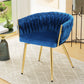 Elodie Dining Chair Cafe Chair Velvet Upholstered Woven Back Armrest - Blue