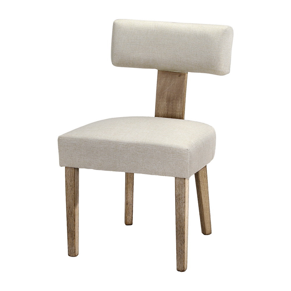 Tamsin Set of 2 Dining Chairs Linen Fabric Wooden - Beige