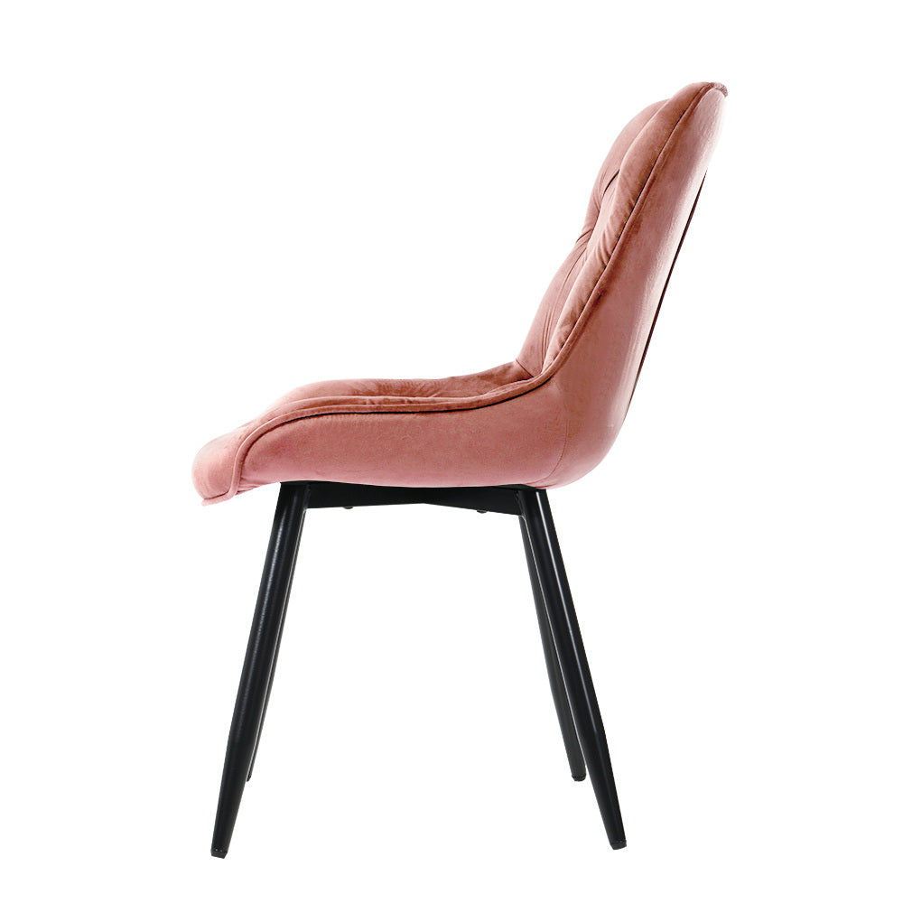 Hadley Set of 2 Dining Chairs Velvet Diamond Tufted - Pink