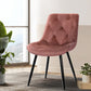 Hadley Set of 2 Dining Chairs Kitchen Velvet Padded Seat - Pink