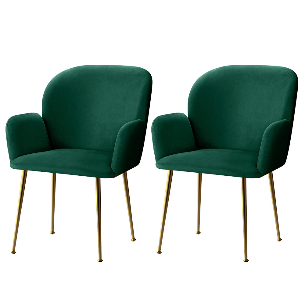 Bentley Set of 2 Dining Chairs Velvet - Green