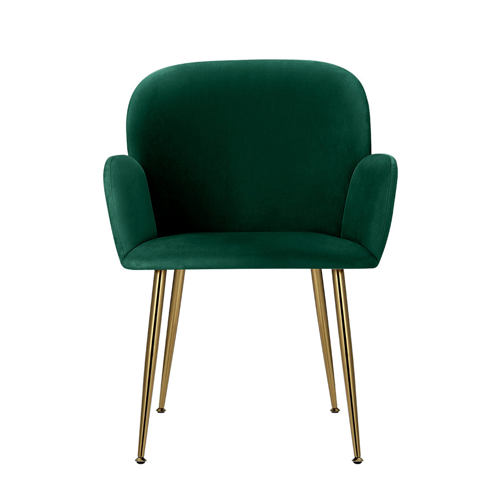 Bentley Set of 2 Dining Chairs Velvet - Green