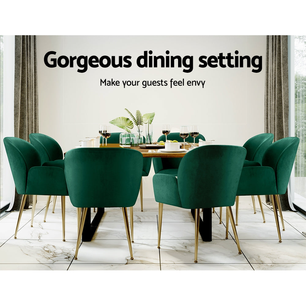 Bentley Set of 2 Dining Chairs Velvet - Green