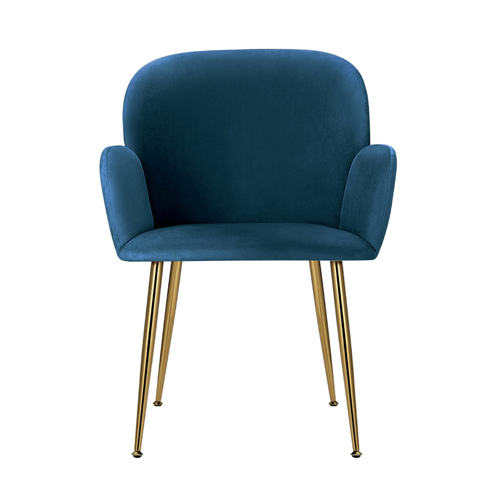 Bentley Set of 2 Dining Chairs Velvet Armchair - Blue