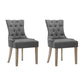 Bristol Set of 2 Dining Chairs French Provincial Wooden Fabric Retro Cafe - Grey