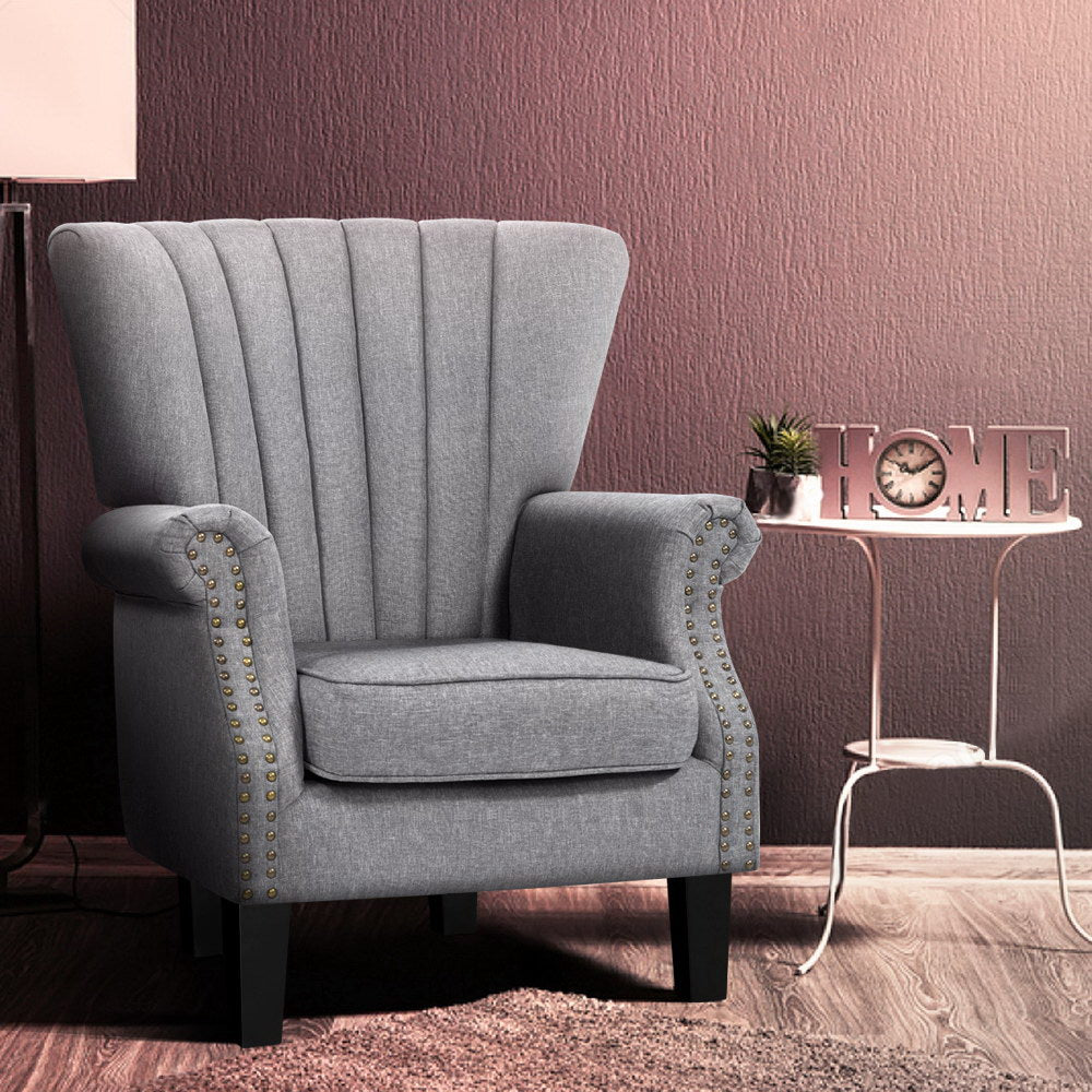 Marian Accent Fabric Lounge Armchair - Grey
