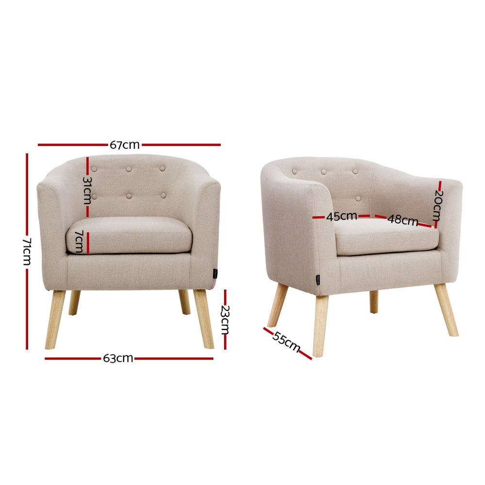 Maliah Armchair Tub Chair - Beige
