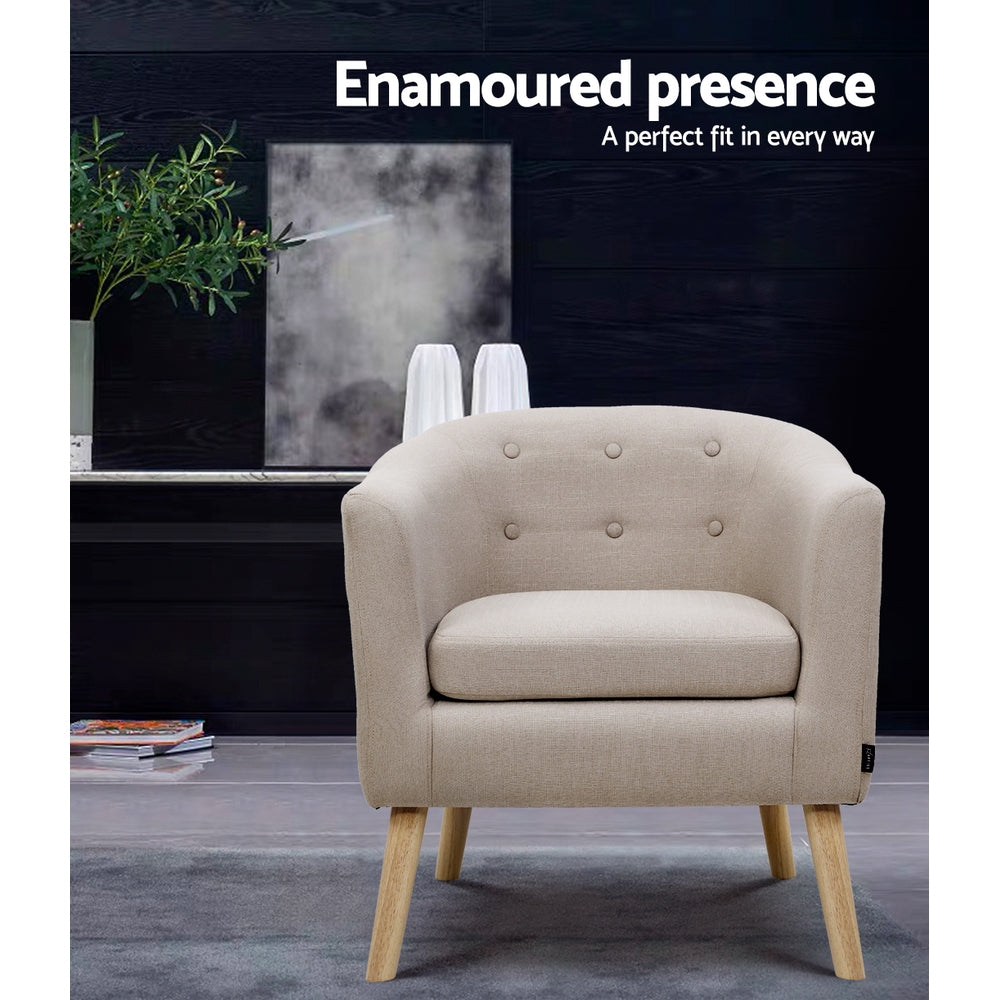 Maliah Armchair Tub Chair - Beige